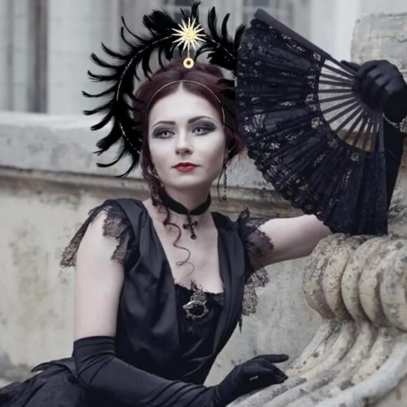 Halloween Mary Halo Black Feather Headband main image 4